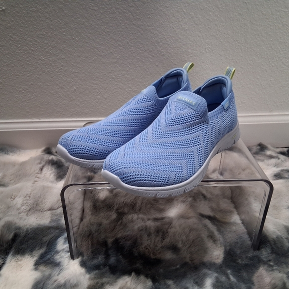 Skechers Light Blue Women's Slip-On Sneakers - Picture 1 of 13